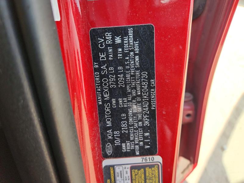 64413906 :رقم المزاد ، 3KPF24AD1KE048730 vin ، 2019 Kia Forte مزاد بيع