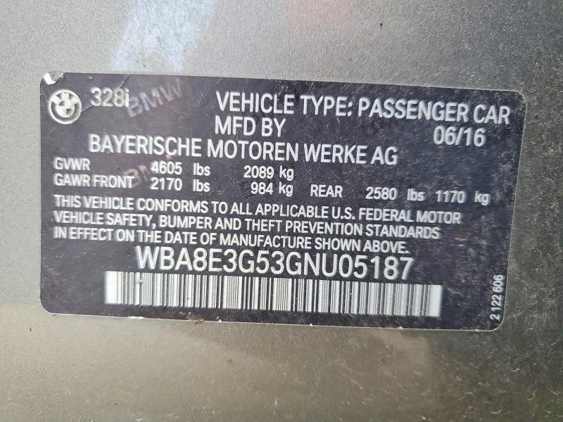 Продаж на аукціоні авто 2016 Bmw 328, vin: WBA8E3G53GNU05187, номер лоту: 63884676