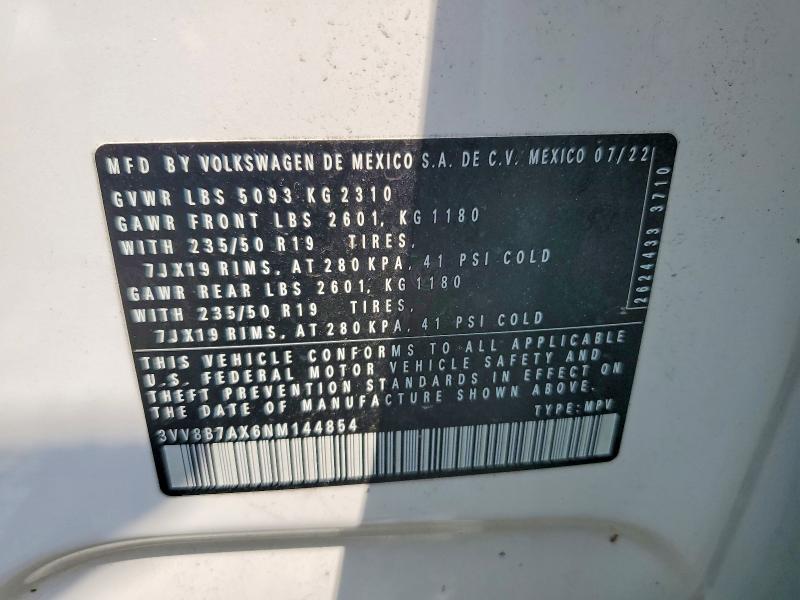 63895506 :رقم المزاد ، 3VV8B7AX6NM144854 vin ، 2022 Volkswagen Tiguan مزاد بيع