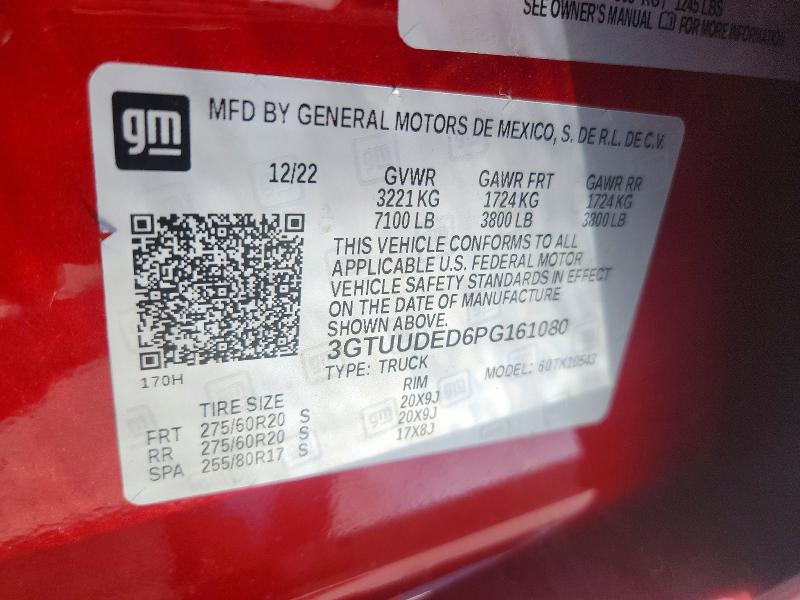 64474106 :رقم المزاد ، 3GTUUDED6PG161080 vin ، 2023 Gmc Sierra مزاد بيع