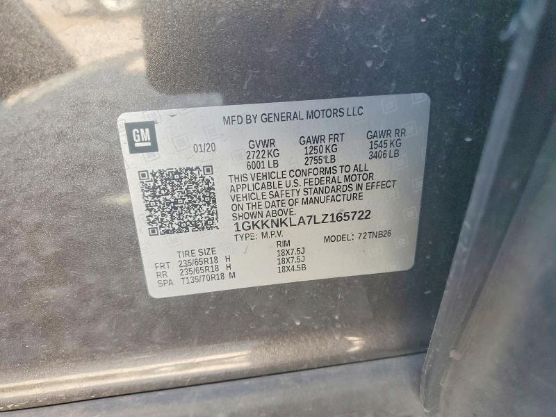 Aukcja sprzedaży 2020 Gmc Acadia, vin: 1GKKNKLA7LZ165722, numer aukcji: 62796946