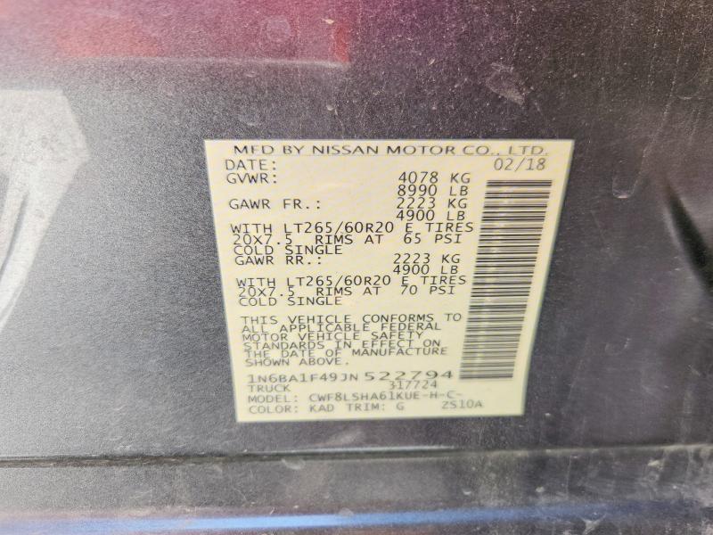 Продаж на аукціоні авто 2018 Nissan Titan Xd, vin: 1N6BA1F49JN522794, номер лоту: 65624116