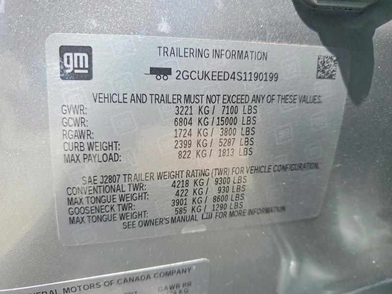 2025 Chevrolet Silverado მანქანა იყიდება აუქციონზე, vin: 2GCUKEED4S1190199, აუქციონის ნომერი: 66216036