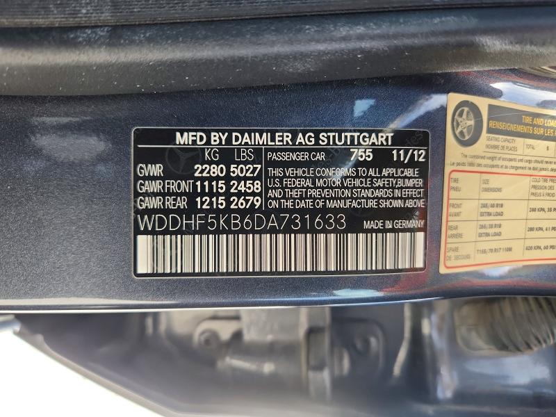 Продаж на аукціоні авто 2013 Mercedes-benz E, vin: WDDHF5KB6DA731633, номер лоту: 65999956