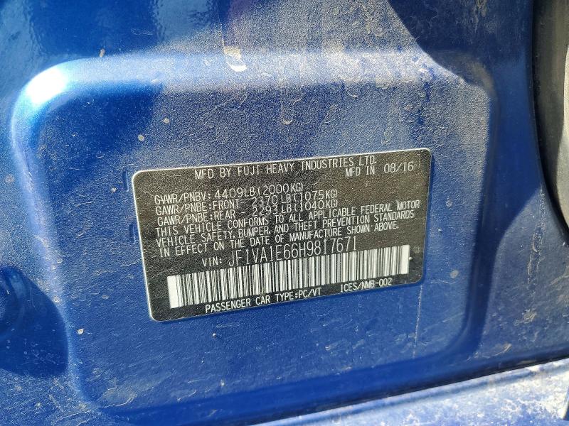 Продажа на аукционе авто 2017 Subaru Wrx, vin: JF1VA1E66H9817671, номер лота: 66070896