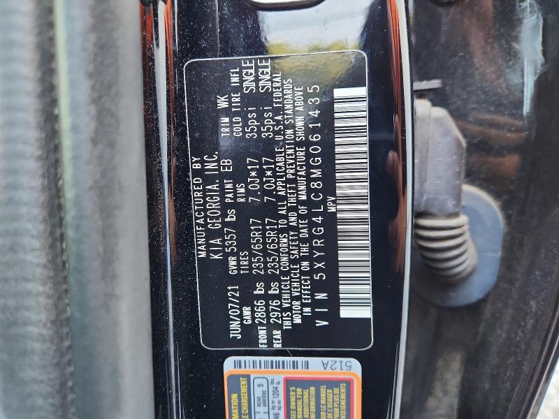 66100356 :رقم المزاد ، 5XYRG4LC8MG061435 vin ، 2021 Kia Sorento مزاد بيع