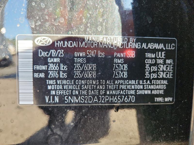 66298856 :رقم المزاد ، 5NMS2DAJ2PH657670 vin ، 2023 Hyundai Santa Fe مزاد بيع