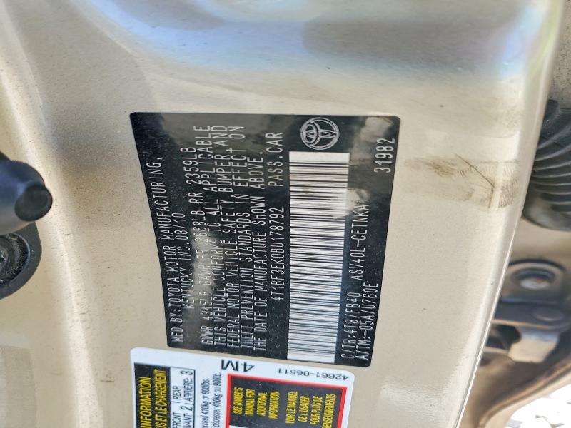 Aukcja sprzedaży 2011 Toyota Camry, vin: 4T1BF3EK0BU178792, numer aukcji: 64921766