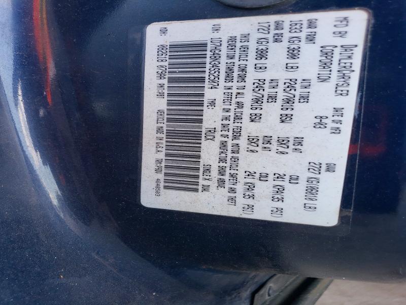 64326986 :رقم المزاد ، 1D7HG48N34S525074 vin ، 2004 Dodge Dakota مزاد بيع
