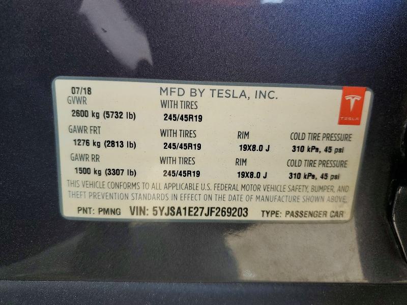 Продажа на аукционе авто 2018 Tesla Model S, vin: 5YJSA1E27JF269203, номер лота: 67034326