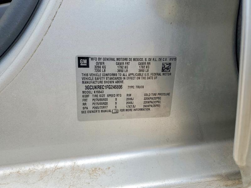 Продаж на аукціоні авто 2015 Chevrolet Silverado, vin: 3GCUKREC1FG246806, номер лоту: 65841566