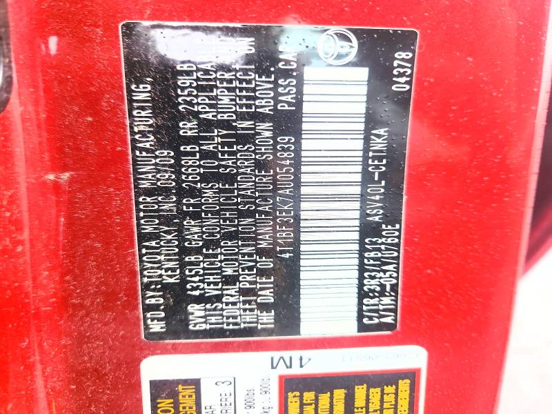2010 Toyota Camry მანქანა იყიდება აუქციონზე, vin: 4T1BF3EK7AU054839, აუქციონის ნომერი: 66348016