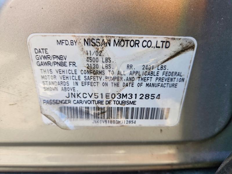 Auction sale of the 2003 Infiniti G35, vin: JNKCV51E03M312854, lot number: 65522116