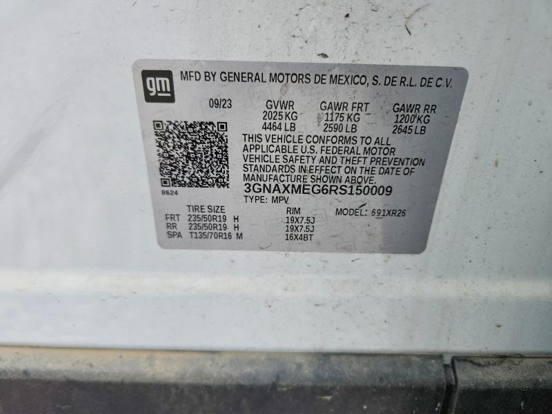 2024 Chevrolet Equinox მანქანა იყიდება აუქციონზე, vin: 3GNAXMEG6RS150009, აუქციონის ნომერი: 67018756