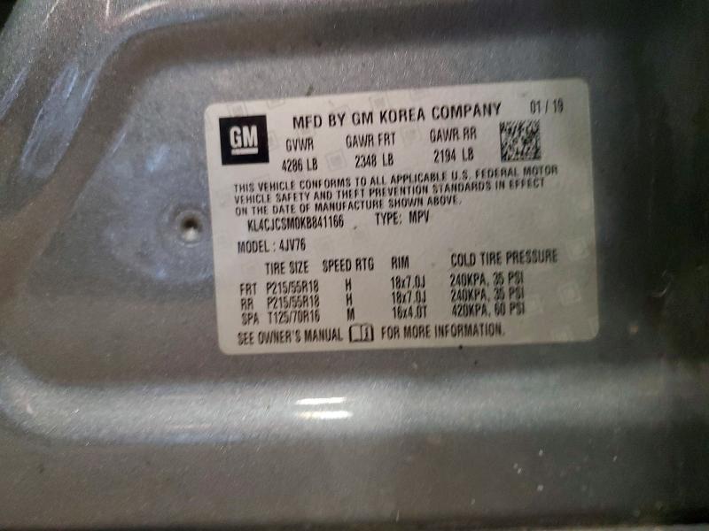 2019 Buick Encore მანქანა იყიდება აუქციონზე, vin: KL4CJCSM0KB841166, აუქციონის ნომერი: 65737256