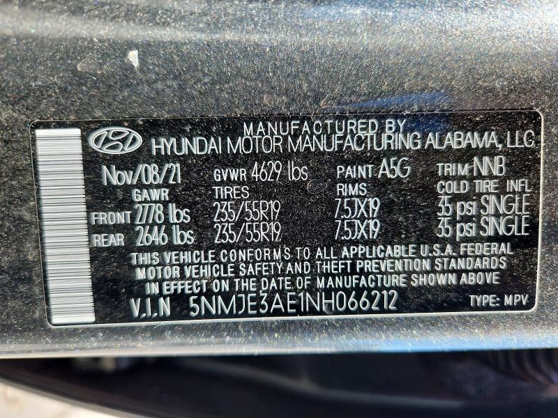 Auction sale of the 2022 Hyundai Tucson, vin: 5NMJE3AE1NH066212, lot number: 65403086