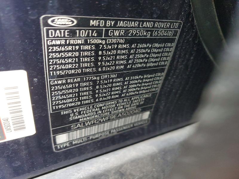 64343586 :رقم المزاد ، SALWR2WF9EA502040 vin ، 2014 Land Rover Range Rover Sport مزاد بيع