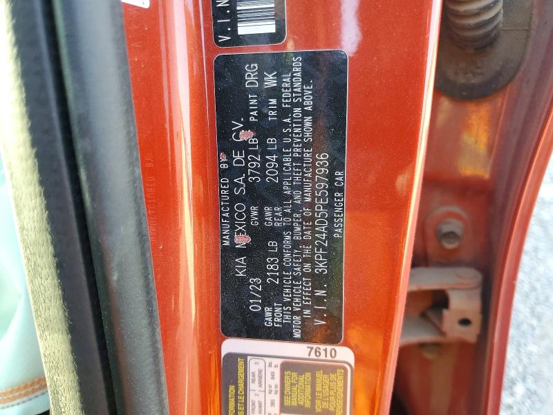 63696106 :رقم المزاد ، 3KPF24AD5PE597936 vin ، 2023 Kia Forte مزاد بيع