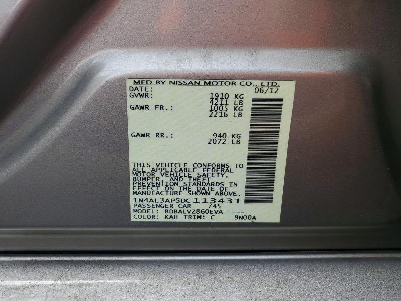 65084006 :رقم المزاد ، 1N4AL3AP5DC113431 vin ، 2013 Nissan Altima مزاد بيع