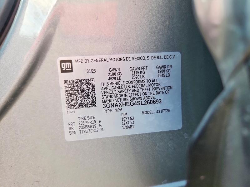 64940006 :رقم المزاد ، 3GNAXHEG4SL260693 vin ، 2025 Chevrolet Equinox مزاد بيع