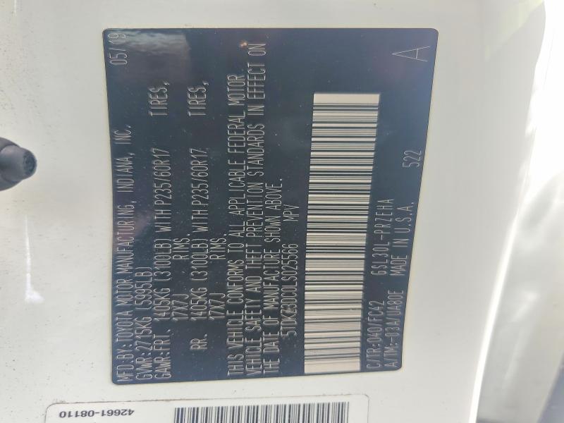2020 Toyota Sienna მანქანა იყიდება აუქციონზე, vin: 5TDKZ3DC0LS025566, აუქციონის ნომერი: 66184646