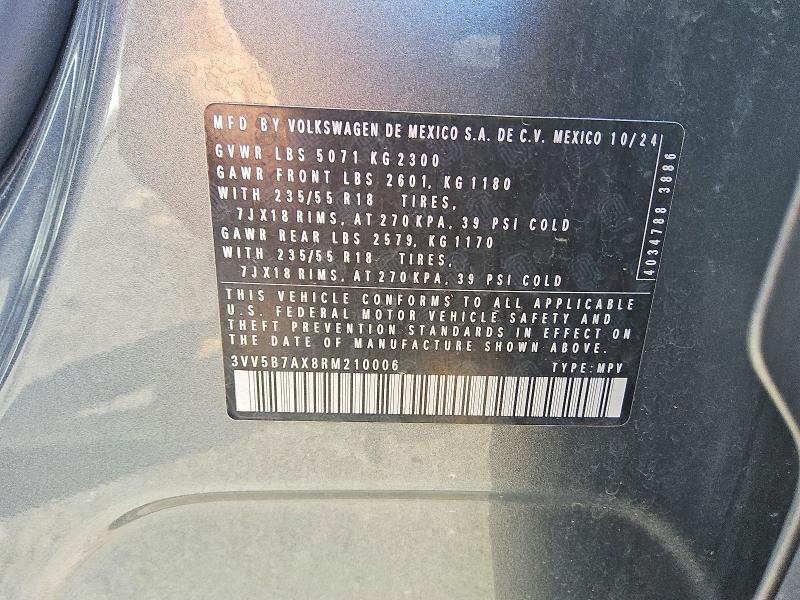 Продажа на аукционе авто 2024 Volkswagen Tiguan, vin: 3VV5B7AX8RM210006, номер лота: 65990046