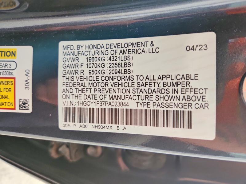 Aukcja sprzedaży 2023 Honda Accord, vin: 1HGCY1F37PA023844, numer aukcji: 65351356