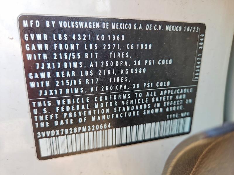 Aukcja sprzedaży 2023 Volkswagen Taos, vin: 3VVDX7B28PM320664, numer aukcji: 64816906