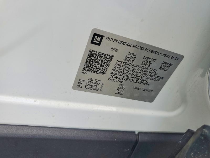 Продаж на аукціоні авто 2020 Chevrolet Equinox, vin: 3GNAXTEV2LS720202, номер лоту: 65824176