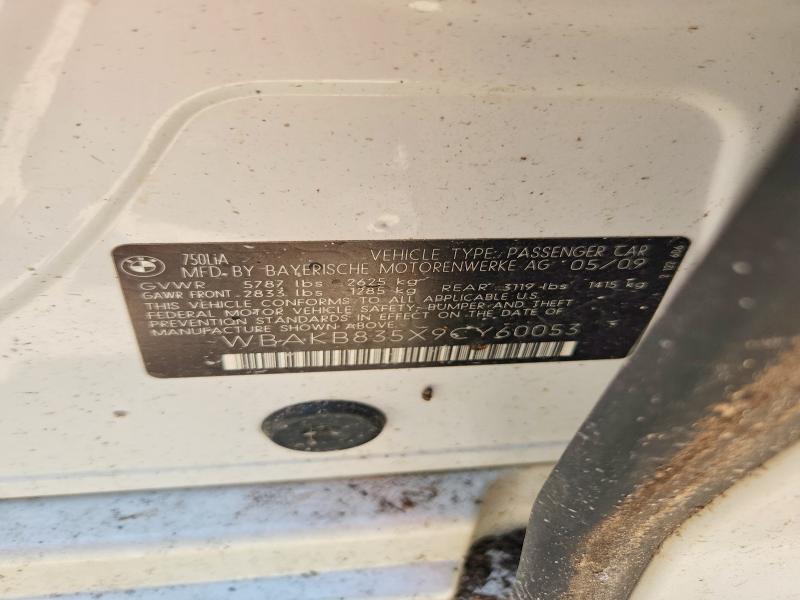Продаж на аукціоні авто 2009 Bmw 750, vin: WBAKB835X9CY60053, номер лоту: 65358266