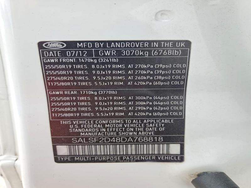 Продаж на аукціоні авто 2013 Land Rover Range Rover Sport, vin: SALSF2D48DA768818, номер лоту: 65234546