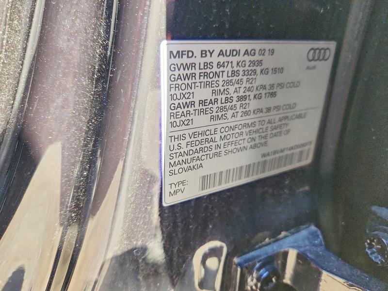 Aukcja sprzedaży 2019 Audi Q8, vin: WA1BVAF14KD028373, numer aukcji: 63857556