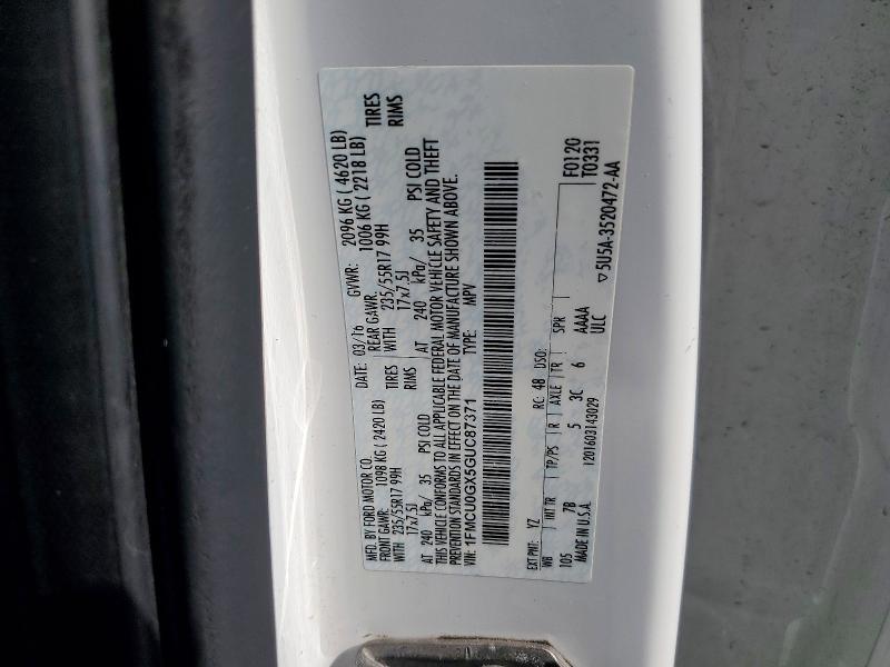 Продажа на аукционе авто 2016 Ford Escape, vin: 1FMCU0GX5GUC87371, номер лота: 64048216