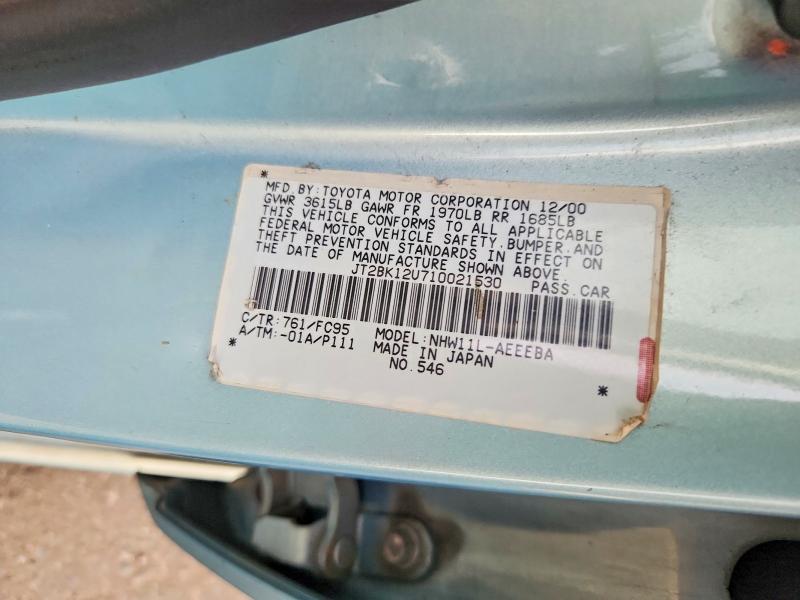 Aukcja sprzedaży 2001 Toyota Prius, vin: JT2BK12U710021530, numer aukcji: 59899006