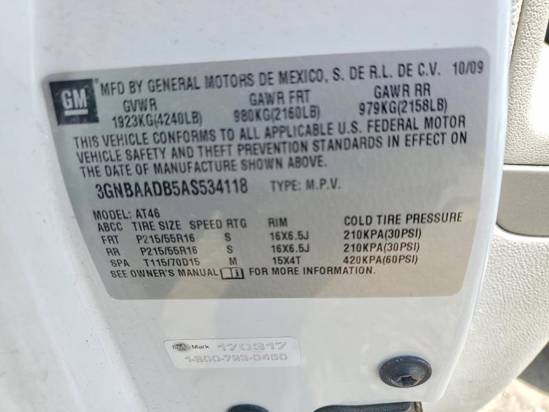 Продаж на аукціоні авто 2010 Chevrolet Hhr, vin: 3GNBAADB5AS534118, номер лоту: 65209586