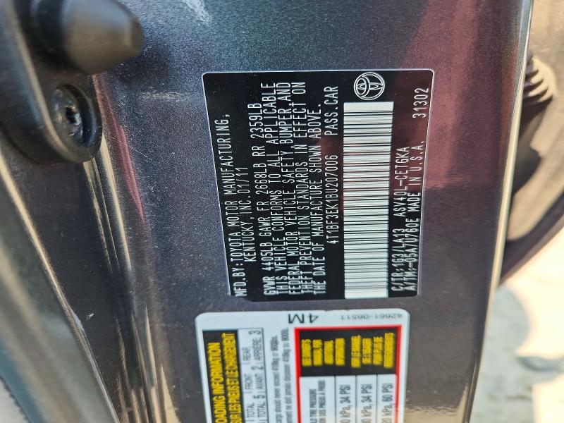 Auction sale of the 2011 Toyota Camry, vin: 4T1BF3EK1BU207006, lot number: 64637436