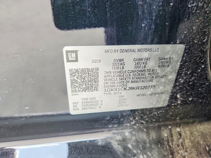 64490786 :رقم المزاد ، 1GKS1CKJ9KR320773 vin ، 2019 Gmc Yukon مزاد بيع