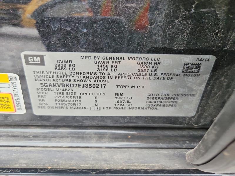 64778986 :رقم المزاد ، 5GAKVBKD7EJ350217 vin ، 2014 Buick Enclave مزاد بيع
