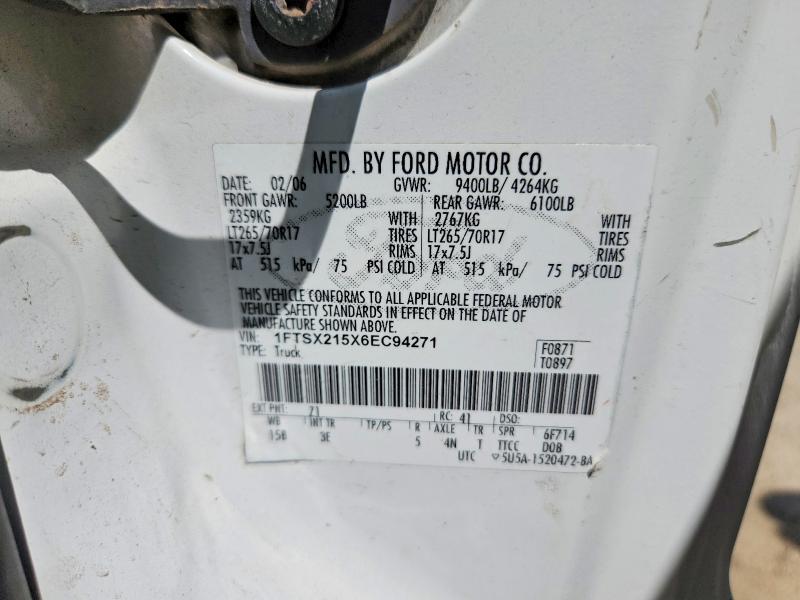 Auction sale of the 2006 Ford F250, vin: 1FTSX215X6EC94271, lot number: 64143986
