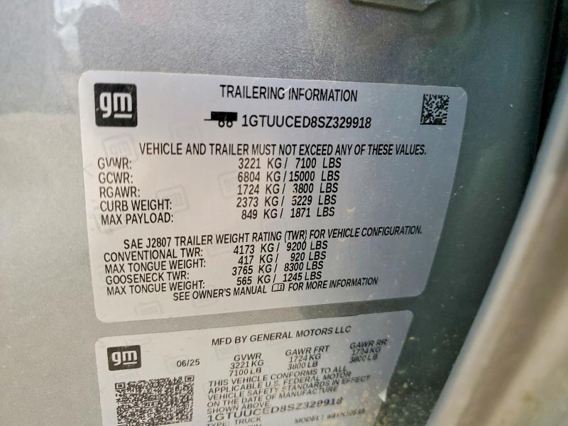 Aukcja sprzedaży 2025 Gmc Sierra, vin: 1GTUUCED8SZ329918, numer aukcji: 64582806