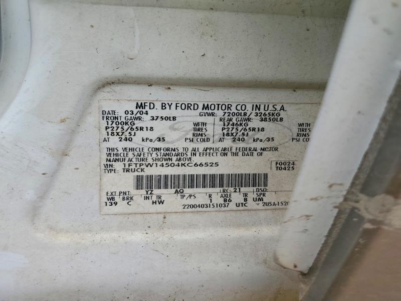 Aukcja sprzedaży 2004 Ford F150, vin: 1FTPW14504KC66525, numer aukcji: 64899236