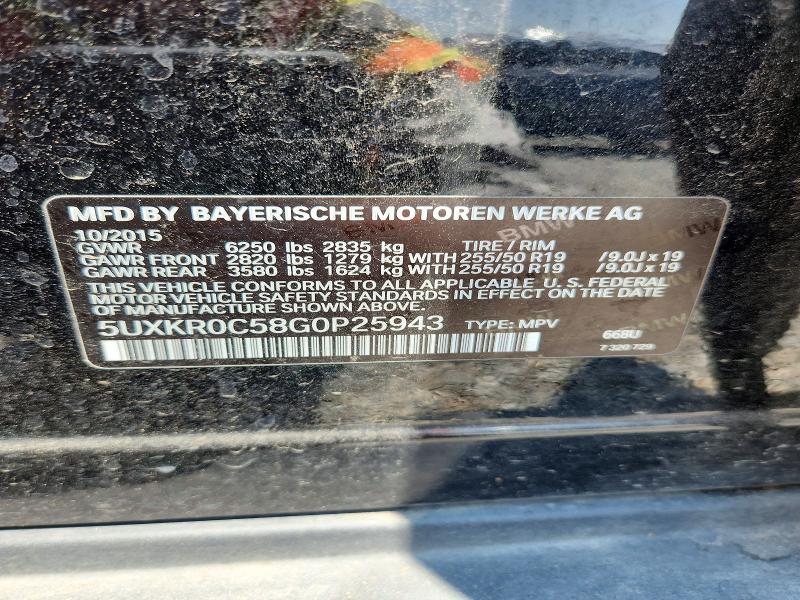 Aukcja sprzedaży 2016 Bmw X5, vin: 5UXKR0C58G0P25943, numer aukcji: 63672886