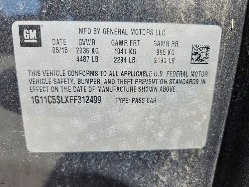 Продажа на аукционе авто 2015 Chevrolet Malibu, vin: 1G11C5SLXFF312499, номер лота: 65404386