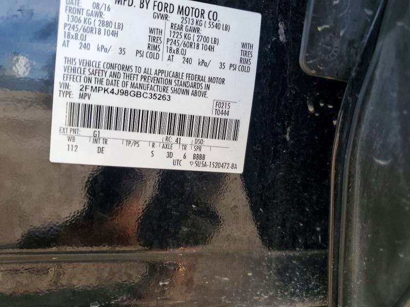 2016 Ford Edge მანქანა იყიდება აუქციონზე, vin: 2FMPK4J98GBC35263, აუქციონის ნომერი: 64830816