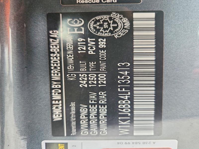 Aukcja sprzedaży 2020 Mercedes-benz E, vin: W1K1J6BB4LF135413, numer aukcji: 64888996