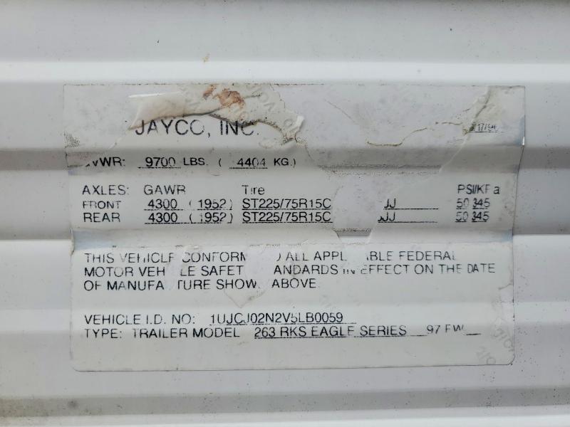 62961606 :رقم المزاد ، 1UJCJ02N2V5LB0059 vin ، 1997 Trlr Eagle Fift 255 مزاد بيع