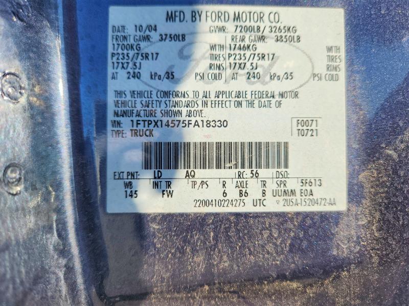 65356796 :رقم المزاد ، 1FTPX14575FA18330 vin ، 2005 Ford F150 مزاد بيع