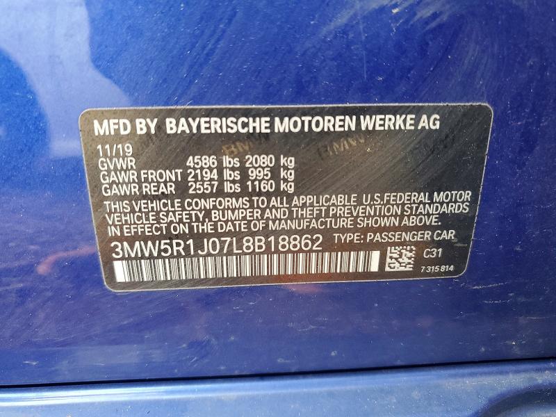 Aukcja sprzedaży 2020 Bmw 330i, vin: 3MW5R1J07L8B18862, numer aukcji: 64595936