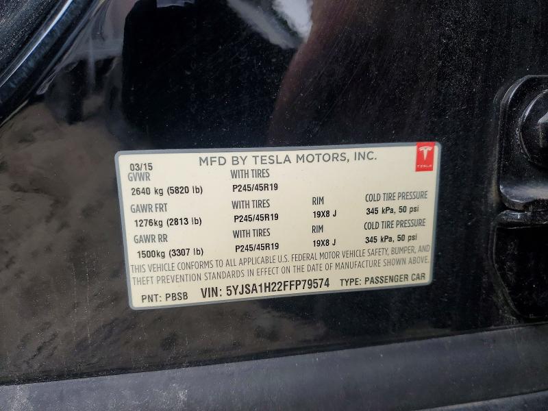 Aukcja sprzedaży 2015 Tesla Model S, vin: 5YJSA1H22FFP79574, numer aukcji: 65119686