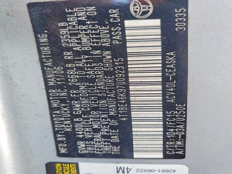 64518326 :رقم المزاد ، 4T1BE46K97U092315 vin ، 2007 Toyota Camry مزاد بيع
